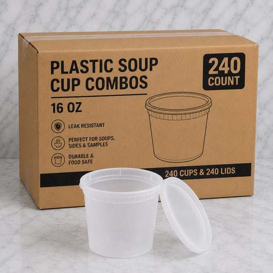 Plastic Soup Cups with Lids 16 oz (240 Ct)