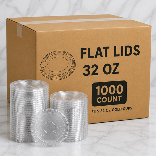 Clear Flat Lids for 32 oz Cold Cups (1000 Ct)