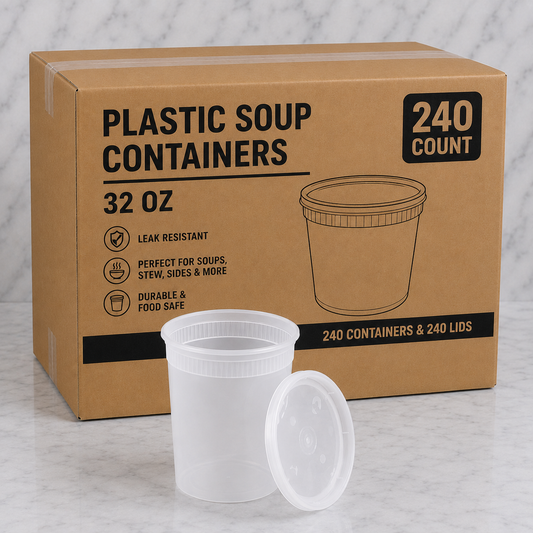 Plastic Soup Cups with Lids 32 oz (240 Ct)