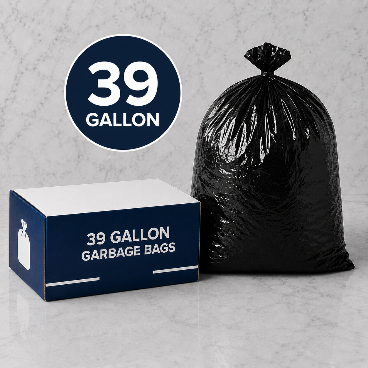 39 gallon heavy-duty black garbage bags bulk box for commercial kitchen and janitorial use