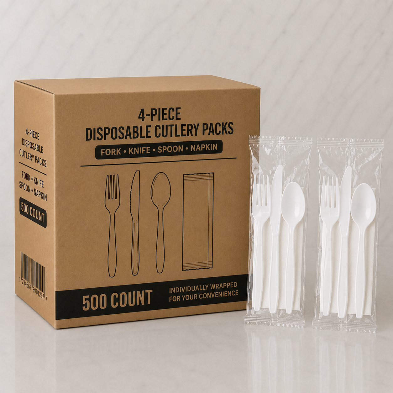 Wrapped Disposable Cutlery Sets (500 Ct)