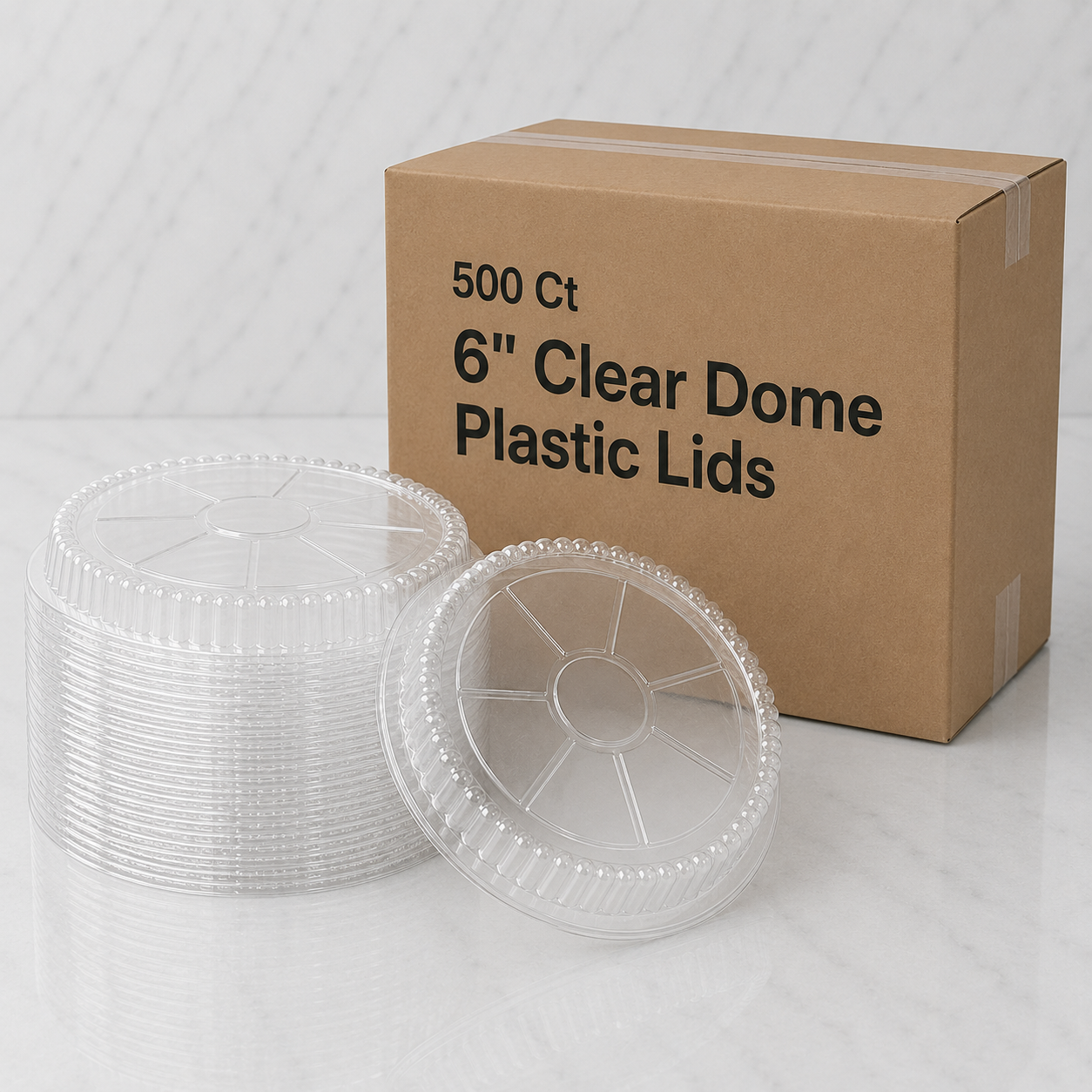 6" Clear Dome Plastic Lids (500 Ct)
