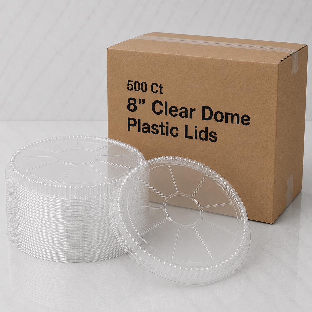 8" Clear Dome Plastic Lids (500 Ct)
