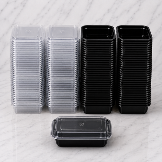 Black Rectangular Takeout Containers 16 oz (150 Ct)