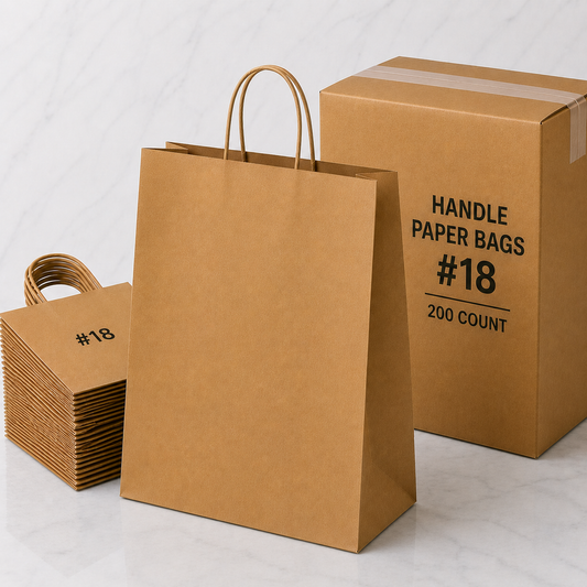 Brown Kraft Paper Bags with Handles #18 (200 Ct)