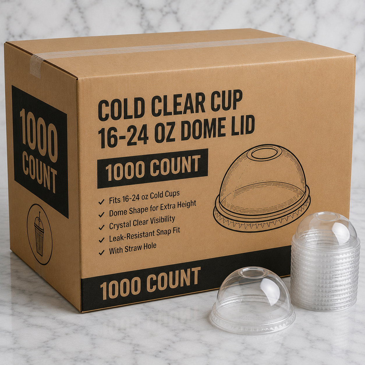 Dome Lids for 16-24 oz Cold Cups (1000 Ct)