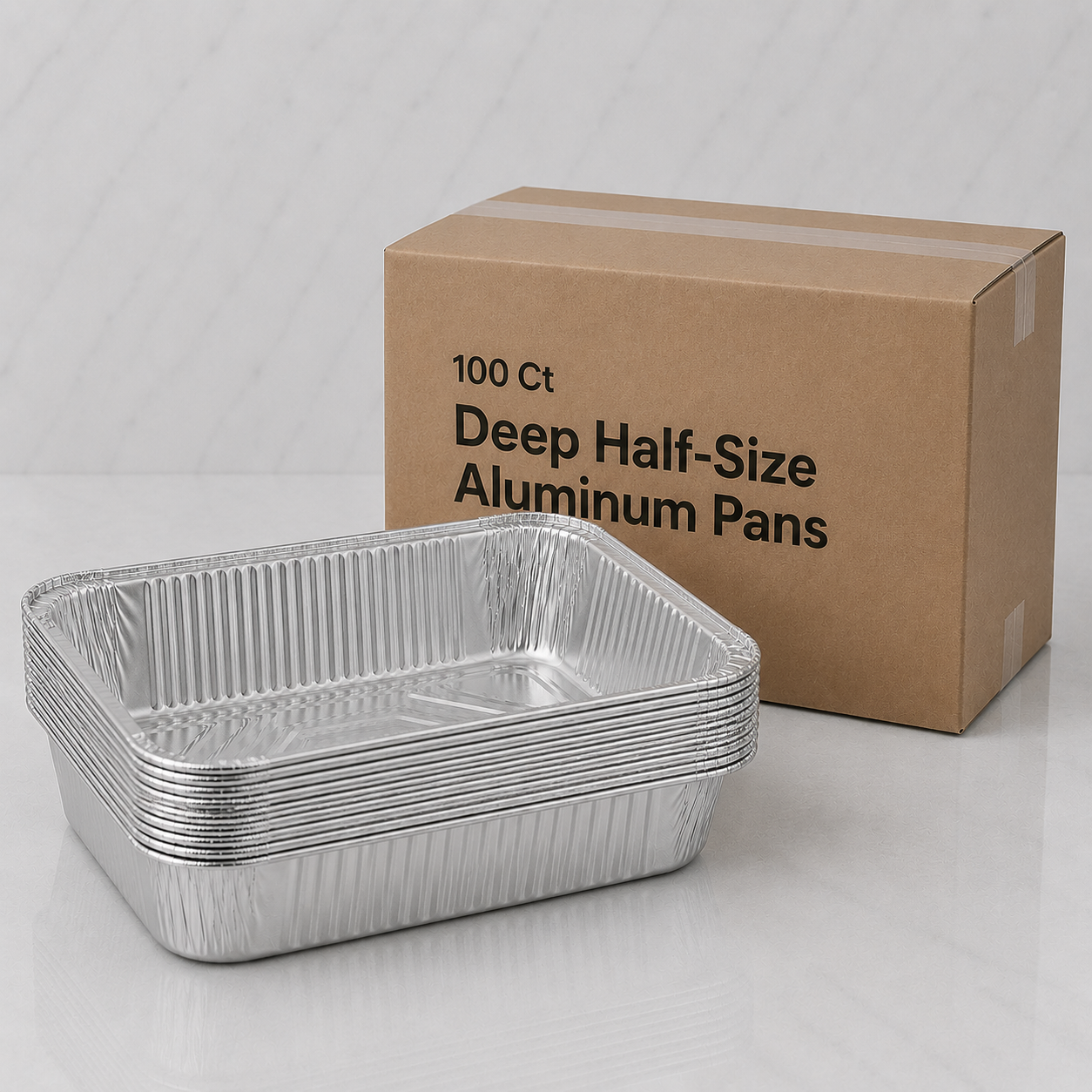 Deep Half-Size Aluminum Steam Table Pans (100 Ct)