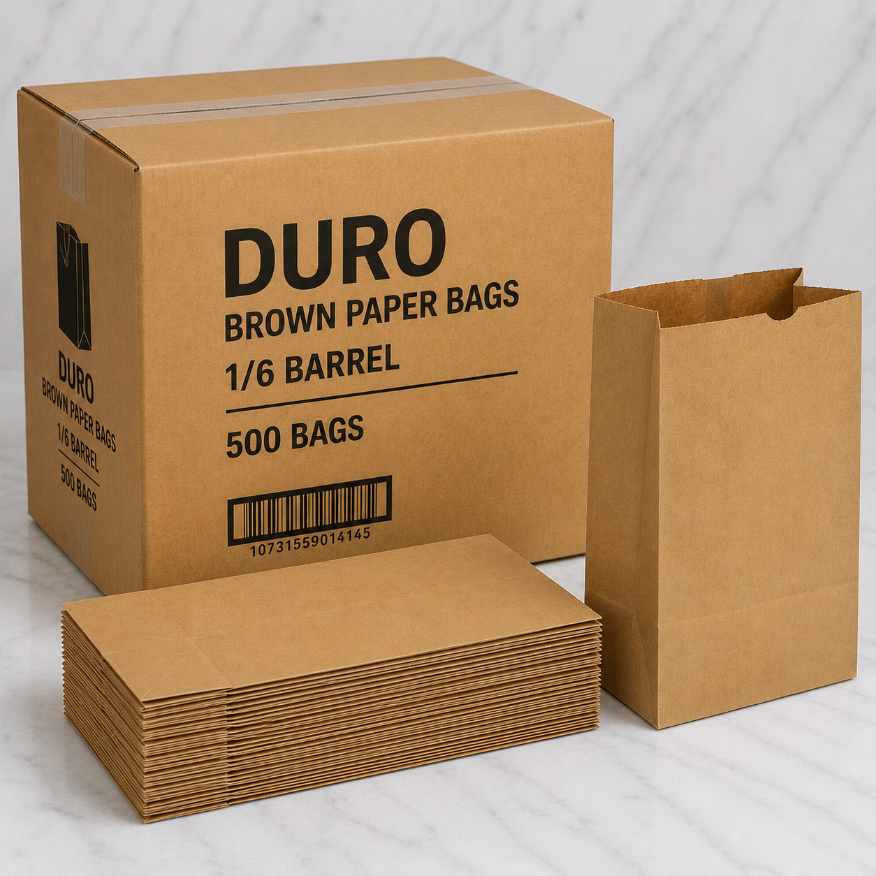 Duro Brown Kraft Paper Bags 1/6 Barrel (500 Ct)