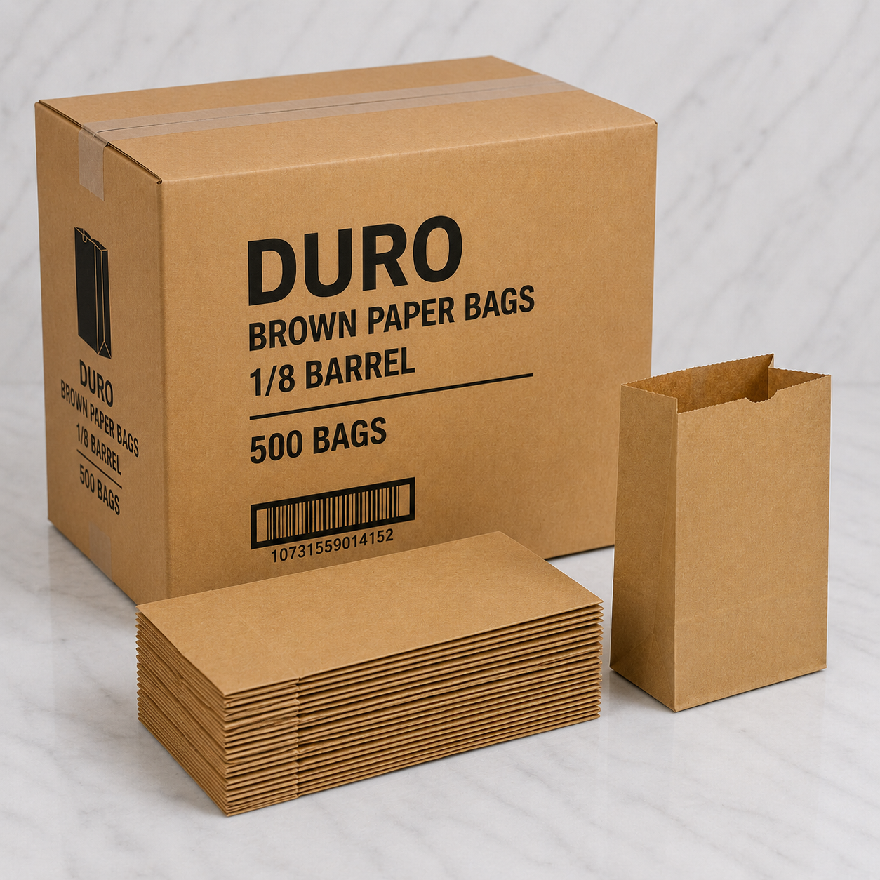 Duro Brown Kraft Paper Bags 1/8 Barrel (500 Ct)