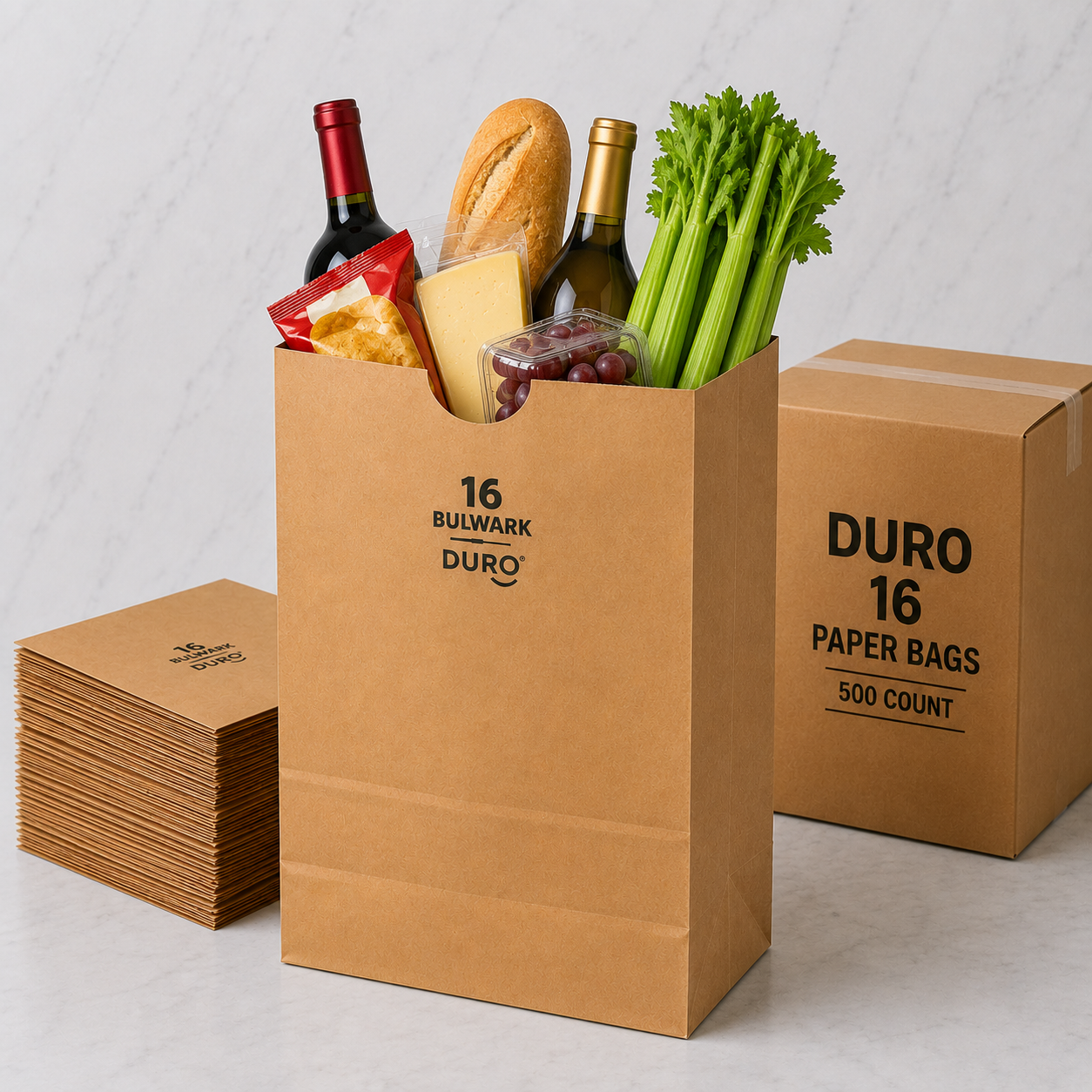 Duro Brown Kraft Paper Bags #16 (500 Ct)