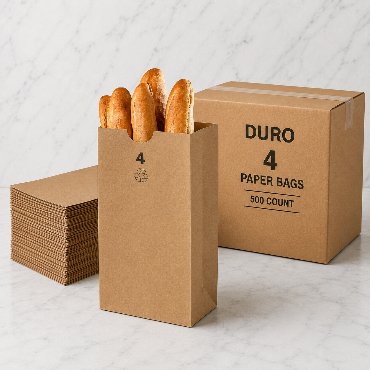 Duro Brown Kraft Paper Bags #4 (500 Ct)