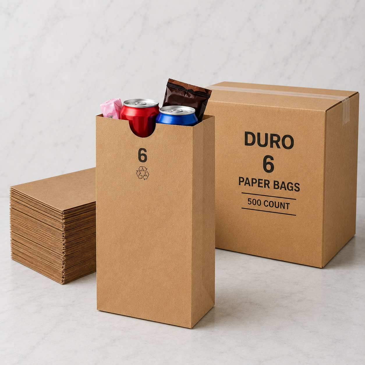 Duro Brown Kraft Paper Bags #6 (500 Ct)