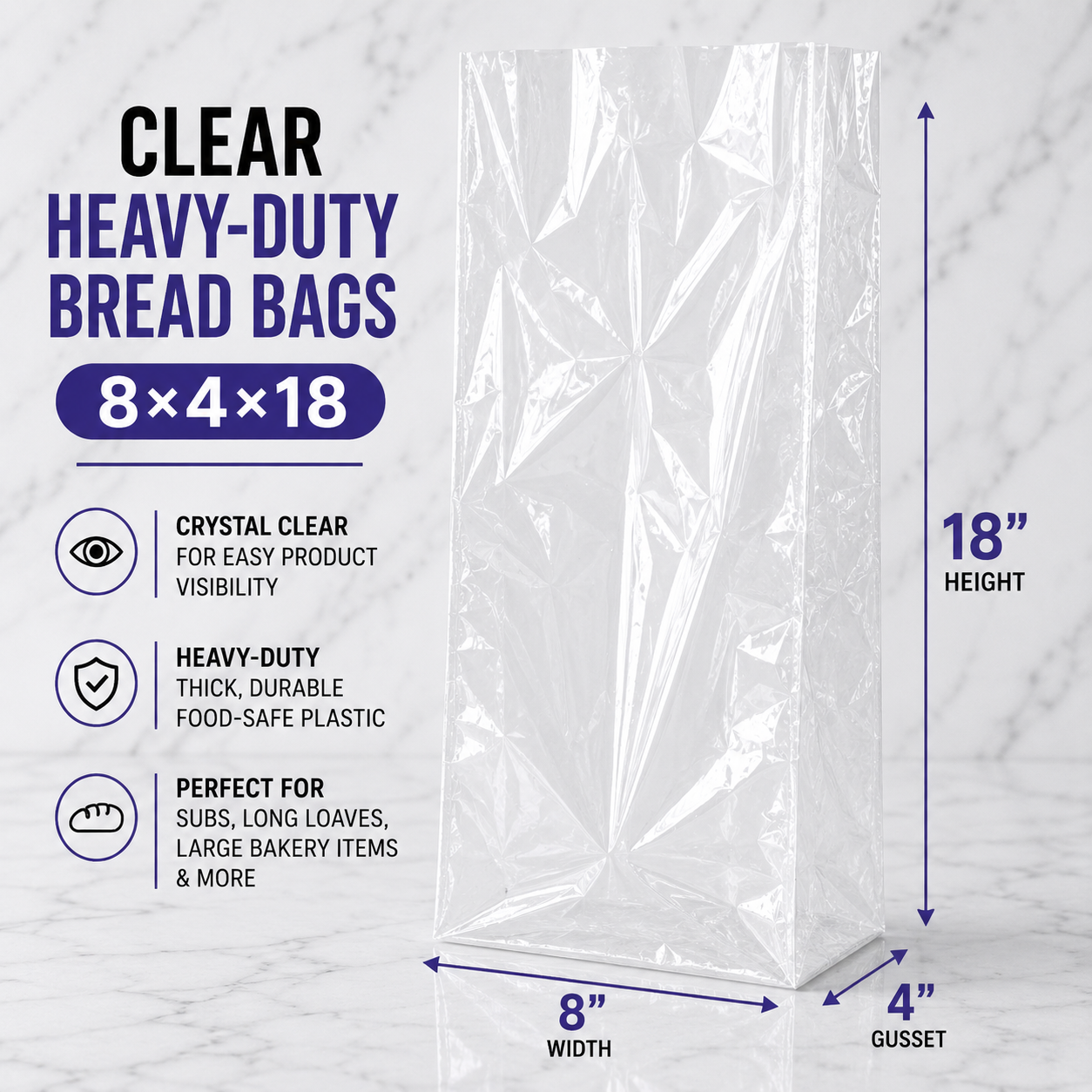 Clear Bread Bags 8x4x18