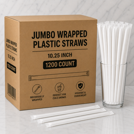 Jumbo Wrapped Plastic Straws 10.25" (1200 Ct)