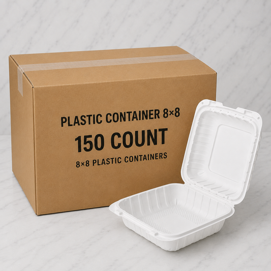 Plastic Takeout Containers 8x8 (150 Ct)
