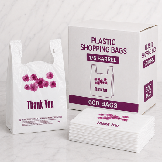 Plastic Shopping Bags 1/6 Barrel (600 Ct)