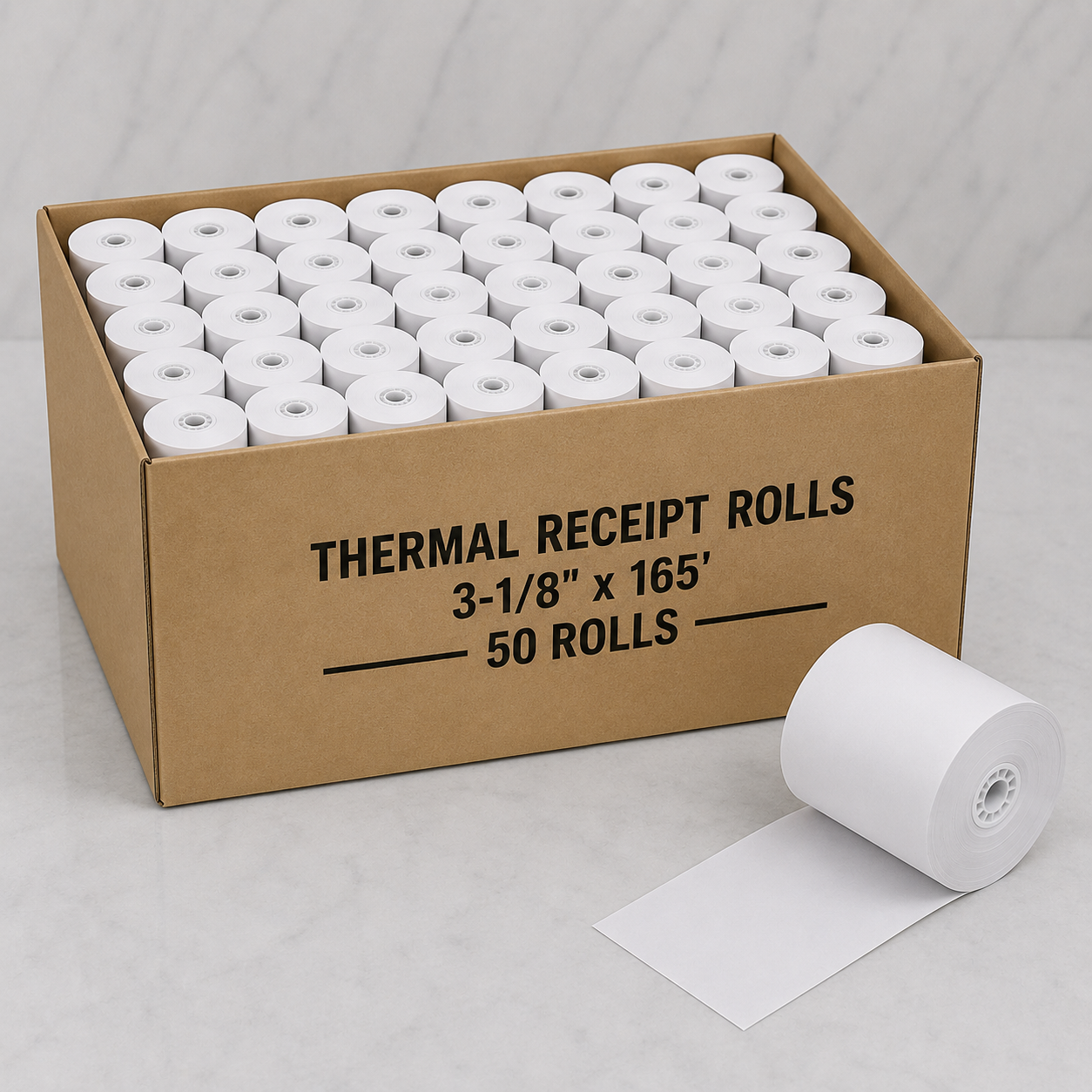 BPA-Free Thermal Receipt Rolls 3-1/8" x 165' (50 Ct)