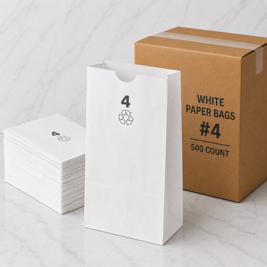 White Kraft Paper Bags #4 (500 Ct)