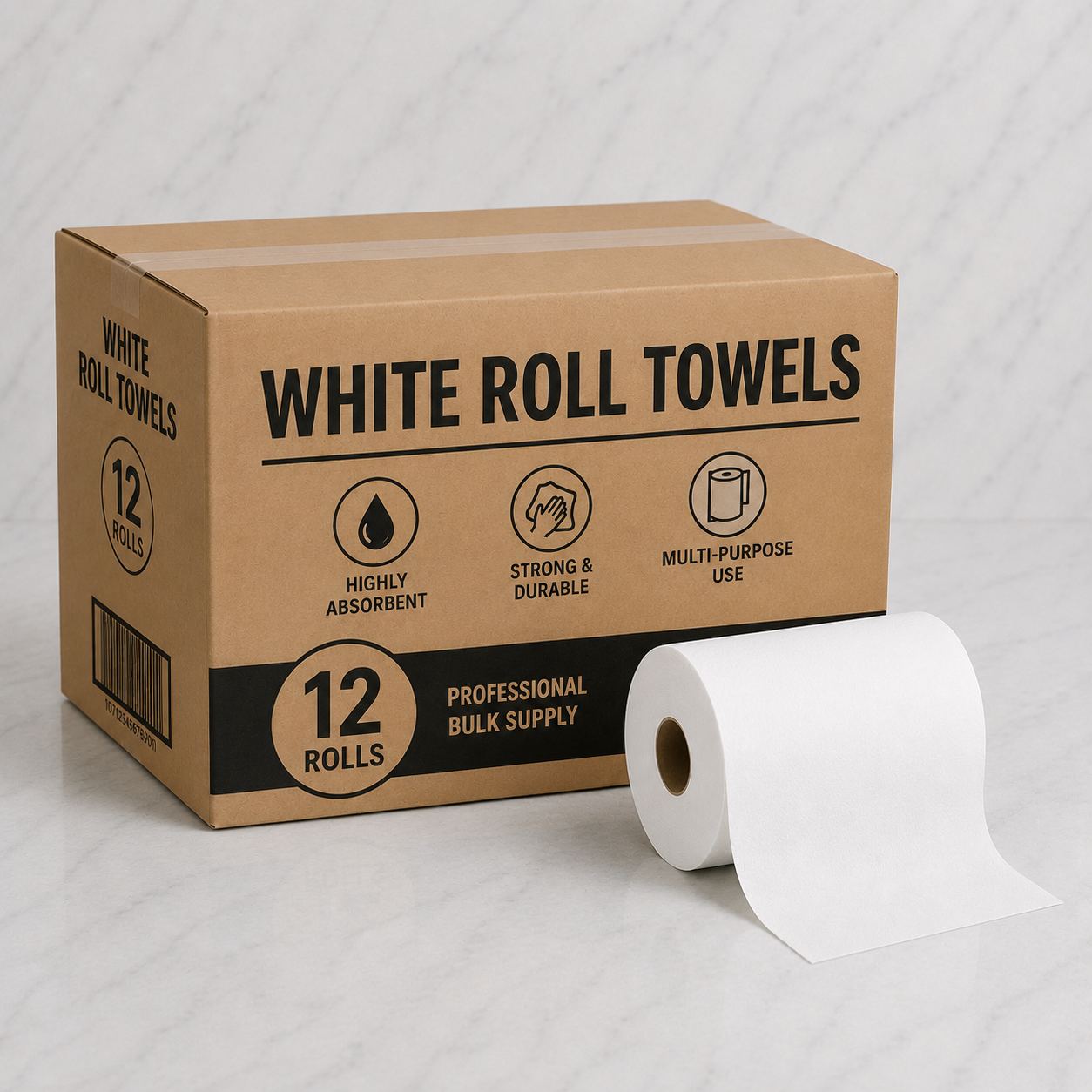 White Paper Roll Towels (12 Ct)