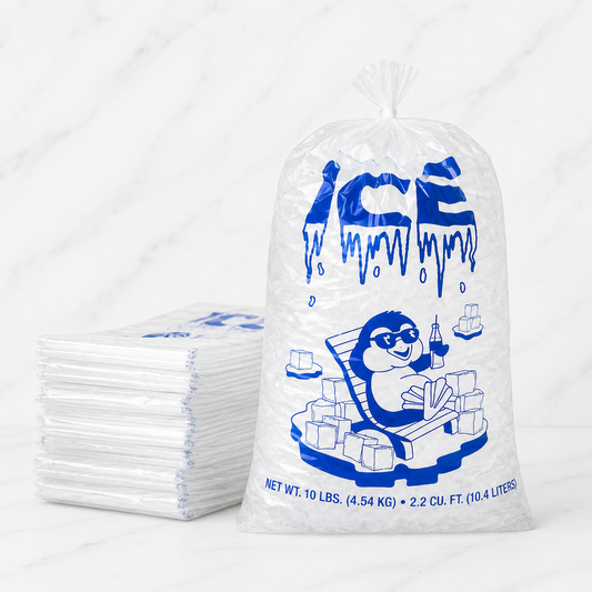 10 lb Plastic Ice Bags (100 Ct)