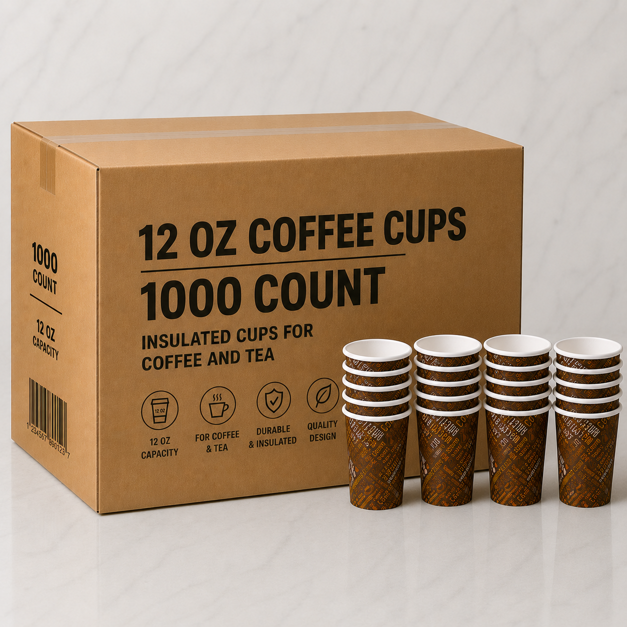 Insulated 12 oz Coffee Cups (1000 Ct)
