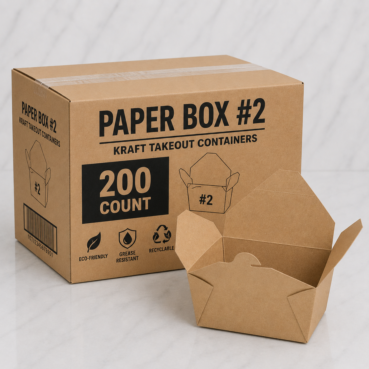 #2 Kraft Paper Takeout Boxes (200 Ct)