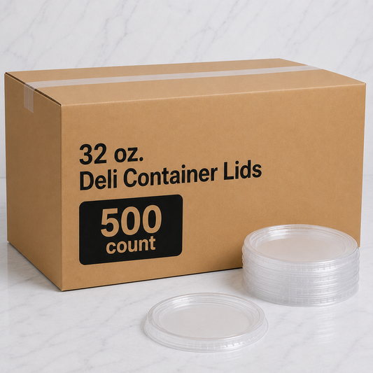 Box of 32 oz. Deli Container Lids with 500 count on a white background