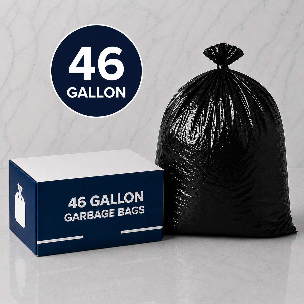 46 gallon heavy-duty black garbage bags bulk box for commercial kitchen and janitorial use