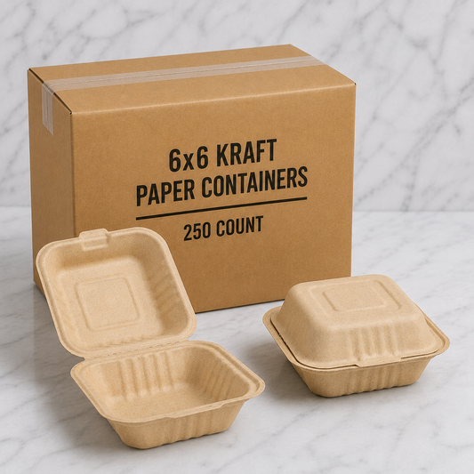6x6 Kraft Paper Takeout Containers (250 Ct)