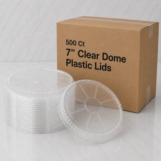 7" Clear Dome Plastic Lids (500 Ct)