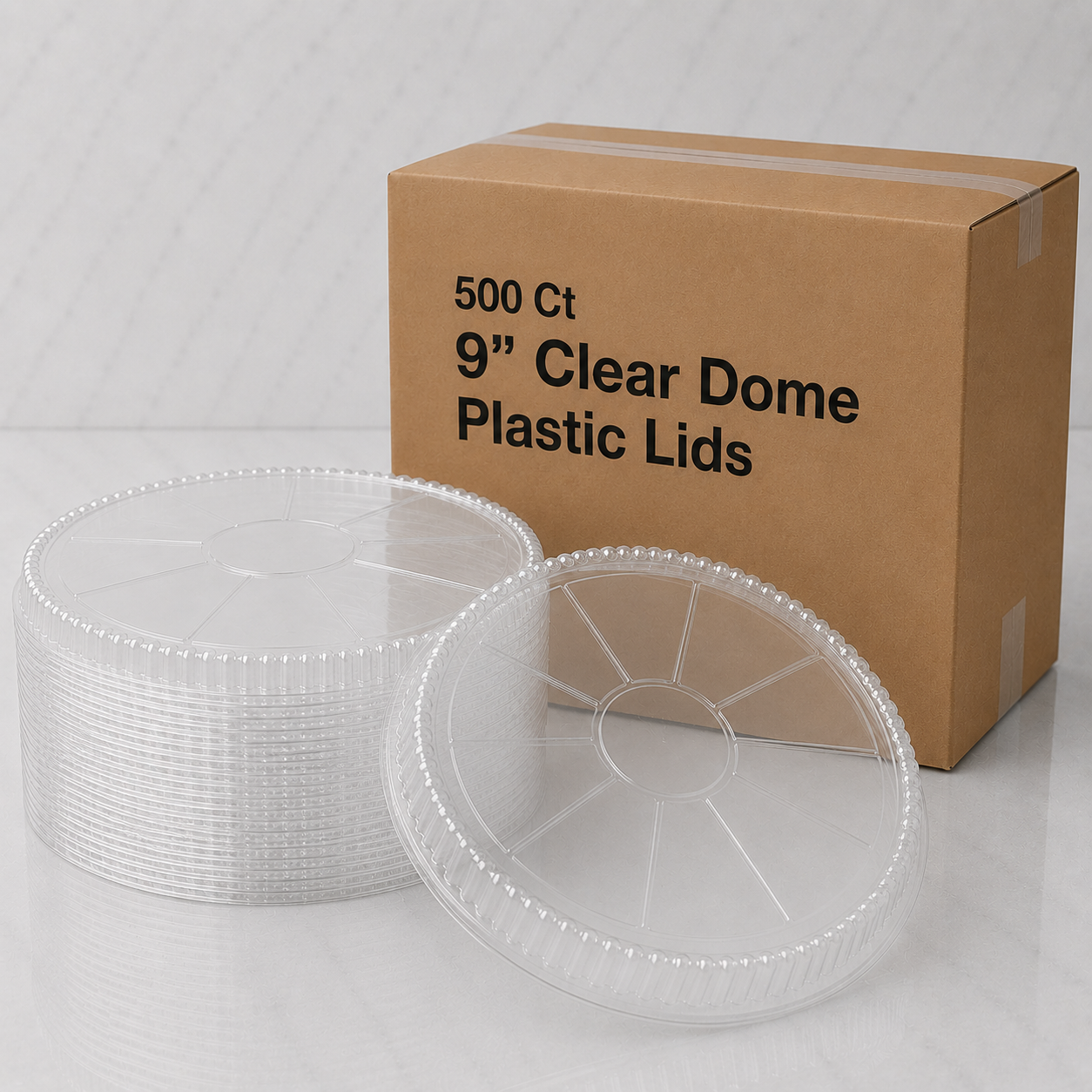 9" Clear Dome Plastic Lids (500 Ct)