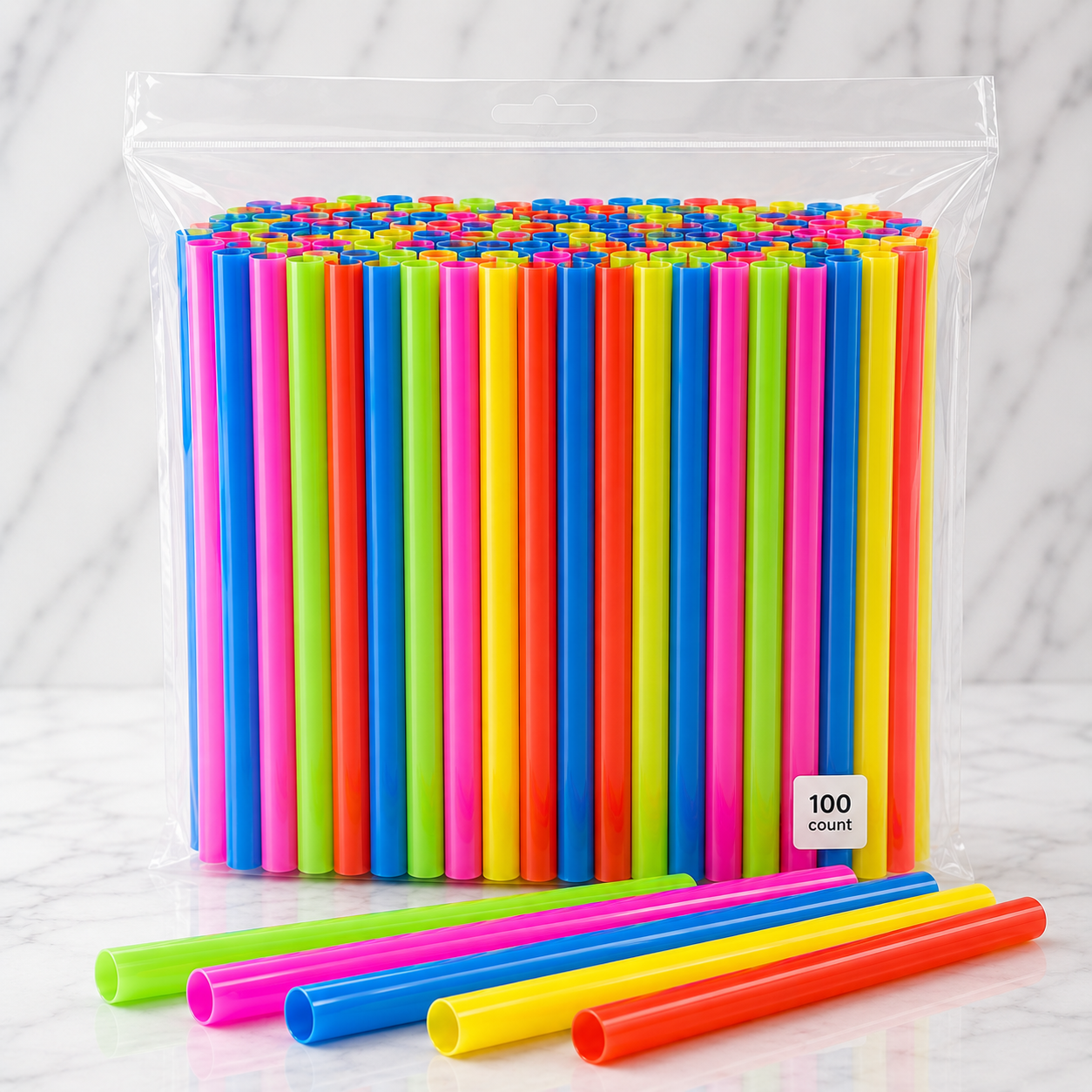 Neon Bubble Tea Straws 9" (100 Ct)