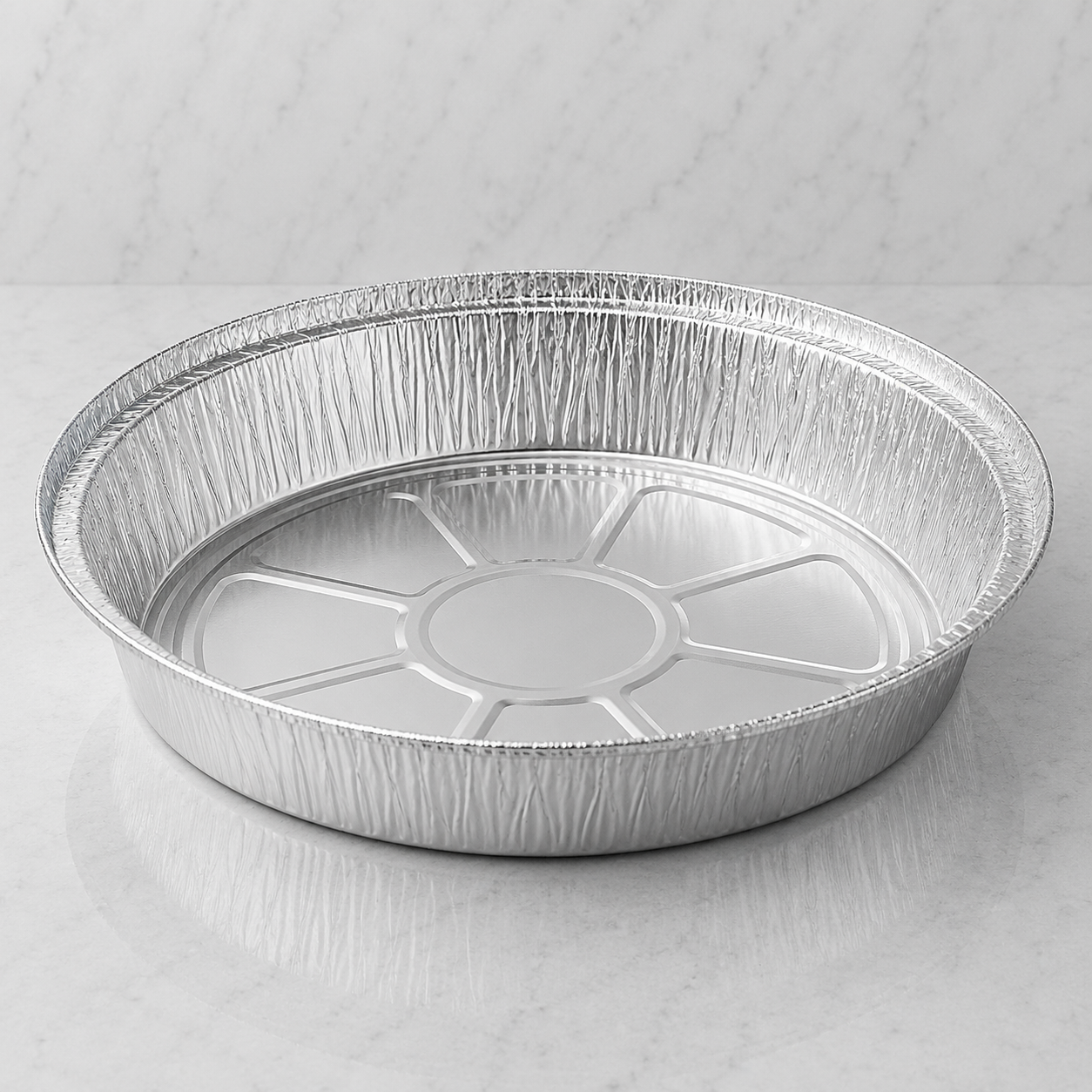 9 inch heavy-duty disposable aluminum round foil pan for baking, catering, desserts, and food service use