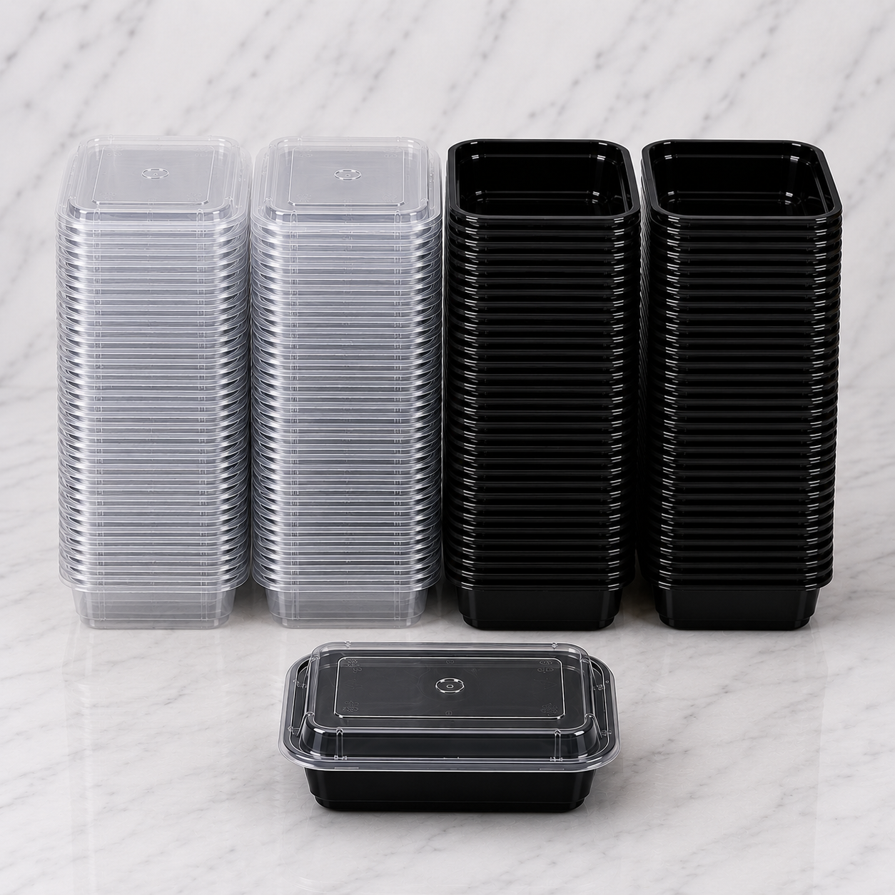 Black Rectangular Takeout Containers 16 oz (150 Ct)
