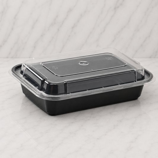 Black Rectangular Takeout Containers 16 oz (150 Ct)