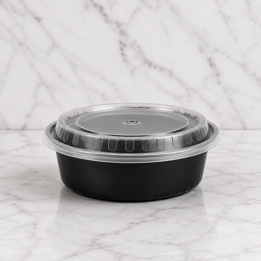 Black Round Deli Containers 16 oz (150 Ct)