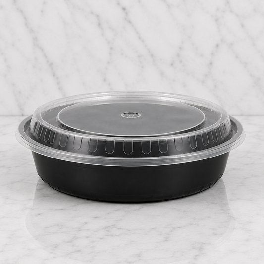 Black Round Deli Containers 24 oz (150 Ct)
