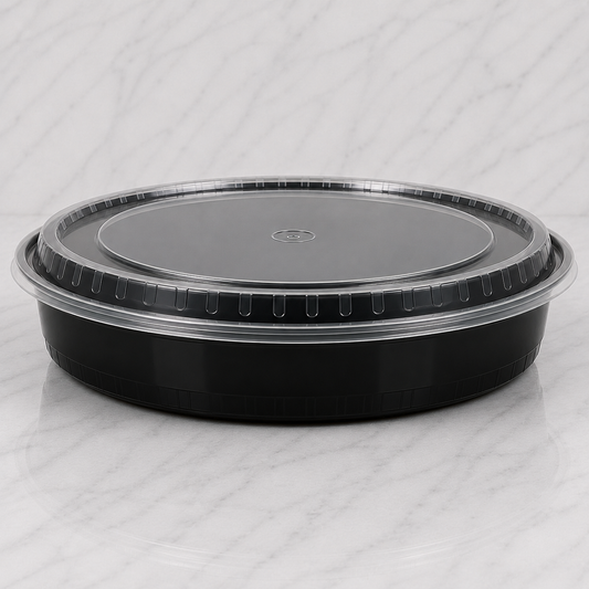 Black Round Deli Containers 48 oz (150 Ct)