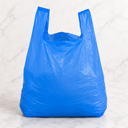 Heavy-Duty Blue Plastic Shopping Bags 1/6 Barrel (500 Ct)