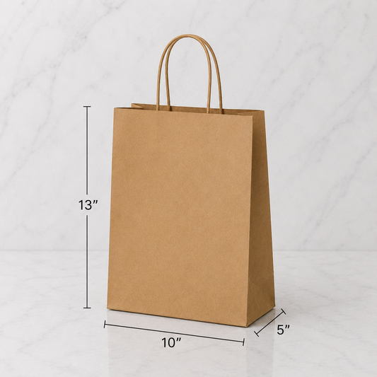 Brown Kraft Paper Bags with Handles #10 (250 Ct)