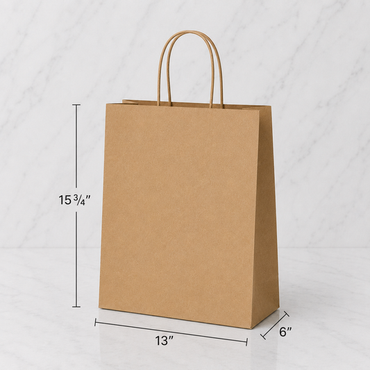 Brown Kraft Paper Bags with Handles #13 (250 Ct)