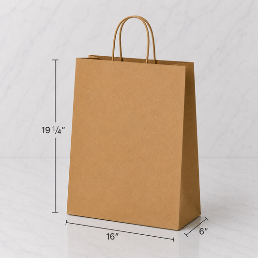 Brown Kraft Paper Bags with Handles #16 (250 Ct)