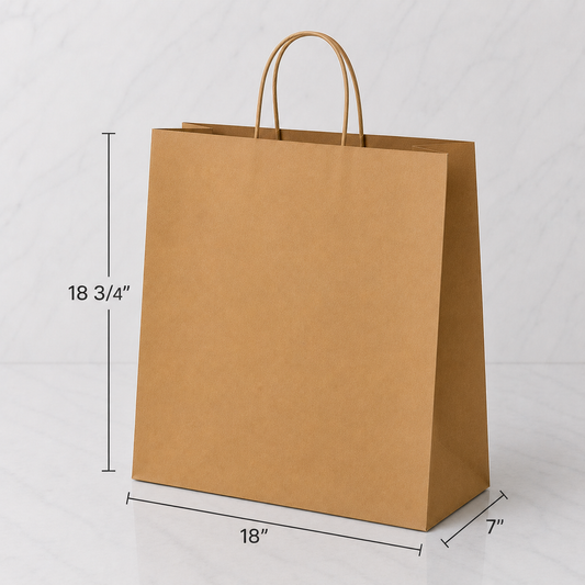 Brown Kraft Paper Bags with Handles #18 (200 Ct)