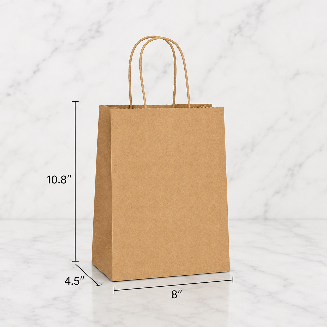 Brown Kraft Paper Bags with Handles #8 (250 Ct)