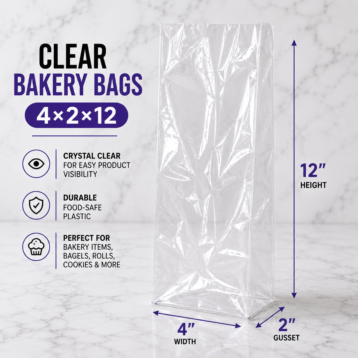 Clear Bread Bags 4x2x12