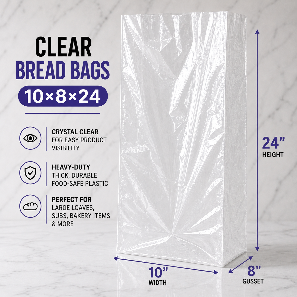 Clear Bread Bags 10x8x24