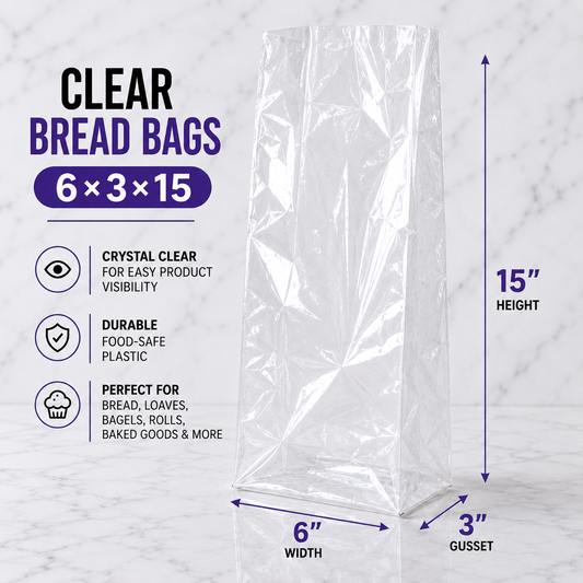 Clear Bread Bags 6x3x15