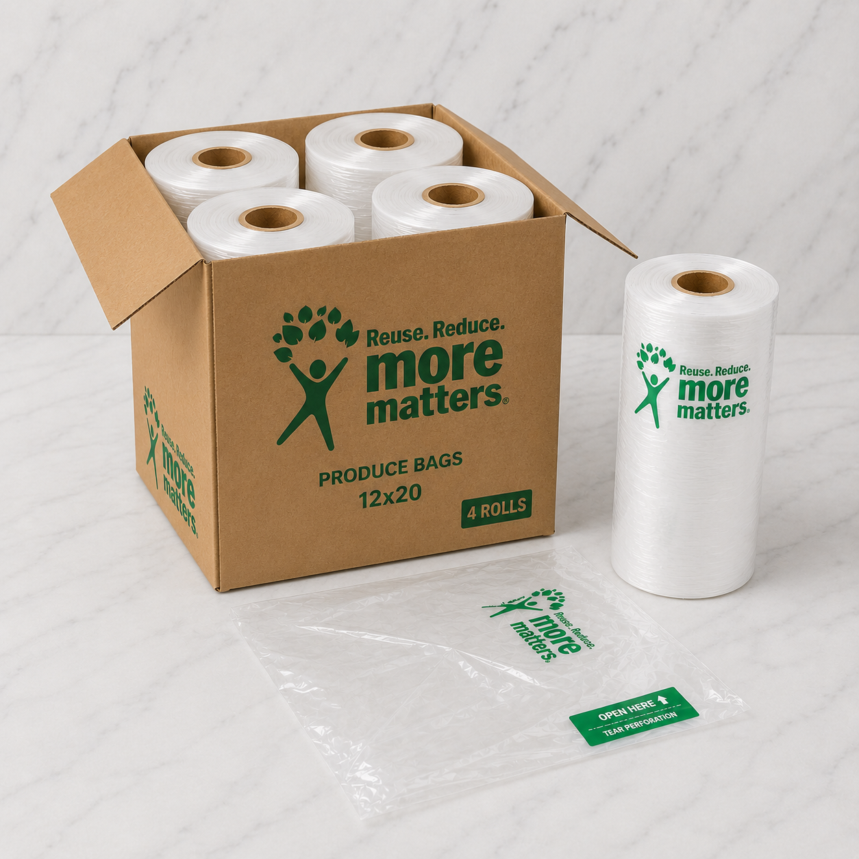 Clear Produce Bags 12x20 (4 Roll Case)