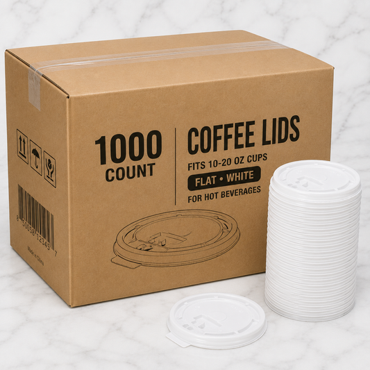 Flat Coffee Cup Lids for 10-20 oz Cups (1000 Ct)