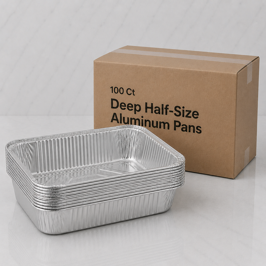 Deep Half-Size Aluminum Steam Table Pans (100 Ct)